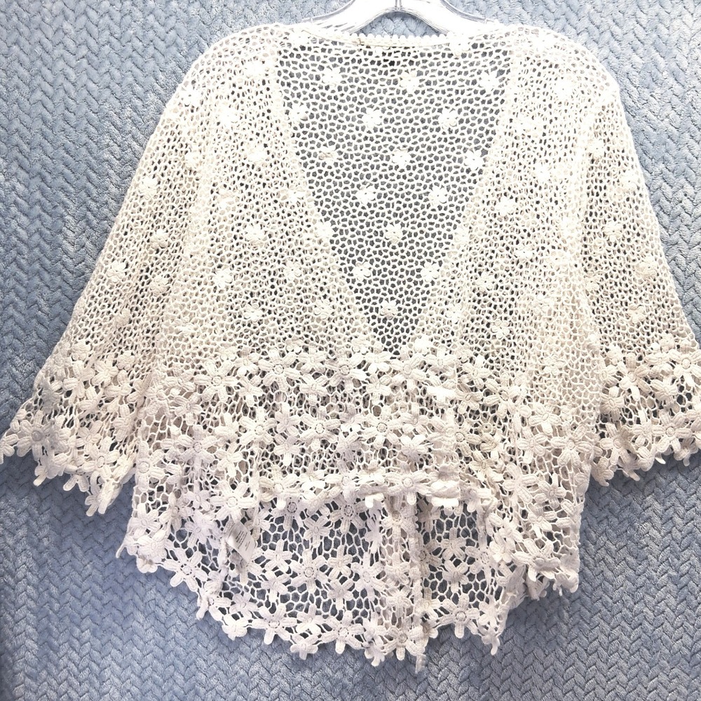 Chris McLaughlin White Floral Crochet Cardigan Sweater Plus Size 3X Cotton Boho - Picture 10 of 10